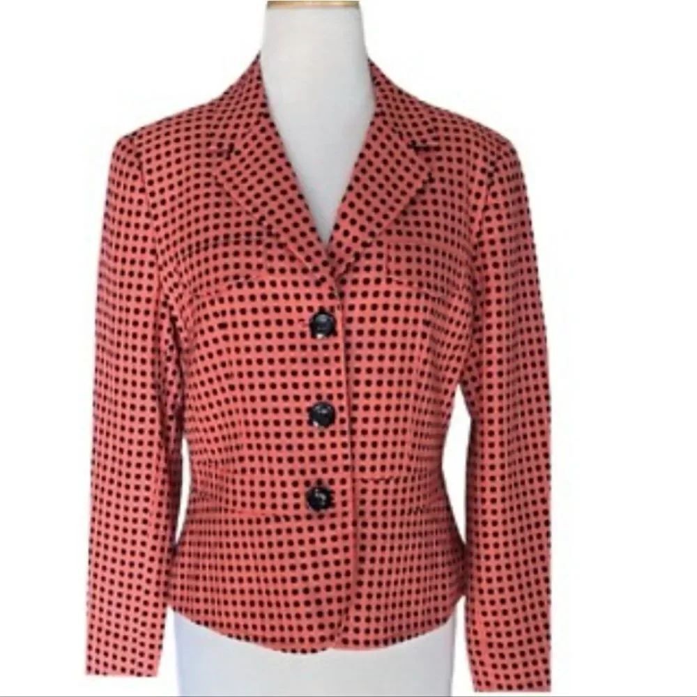 Emma James Coral Blk POLKA Dot Blazer